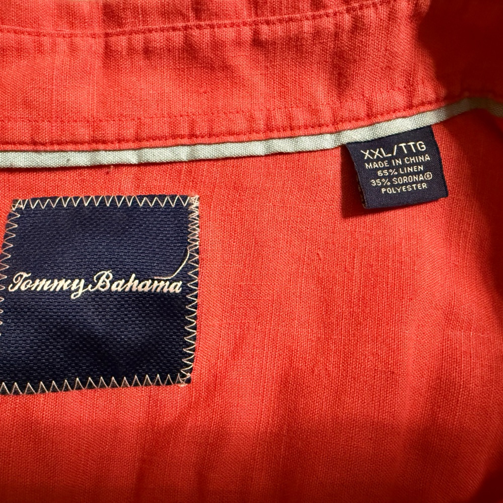 Men's Tommy Bahama Linen Orange Button-Up Shirt
Like new barely worn - Picture 3 of 3